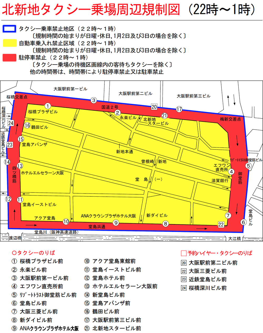 北地タクシー乗場周辺規制図表題