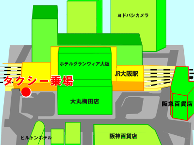 JR大阪駅(桜橋口)タクシ－乗場付近見取図