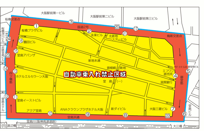 北地タクシー乗場周辺規制図