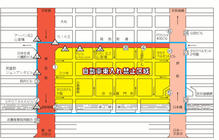 南地タクシー乗場周辺規制図